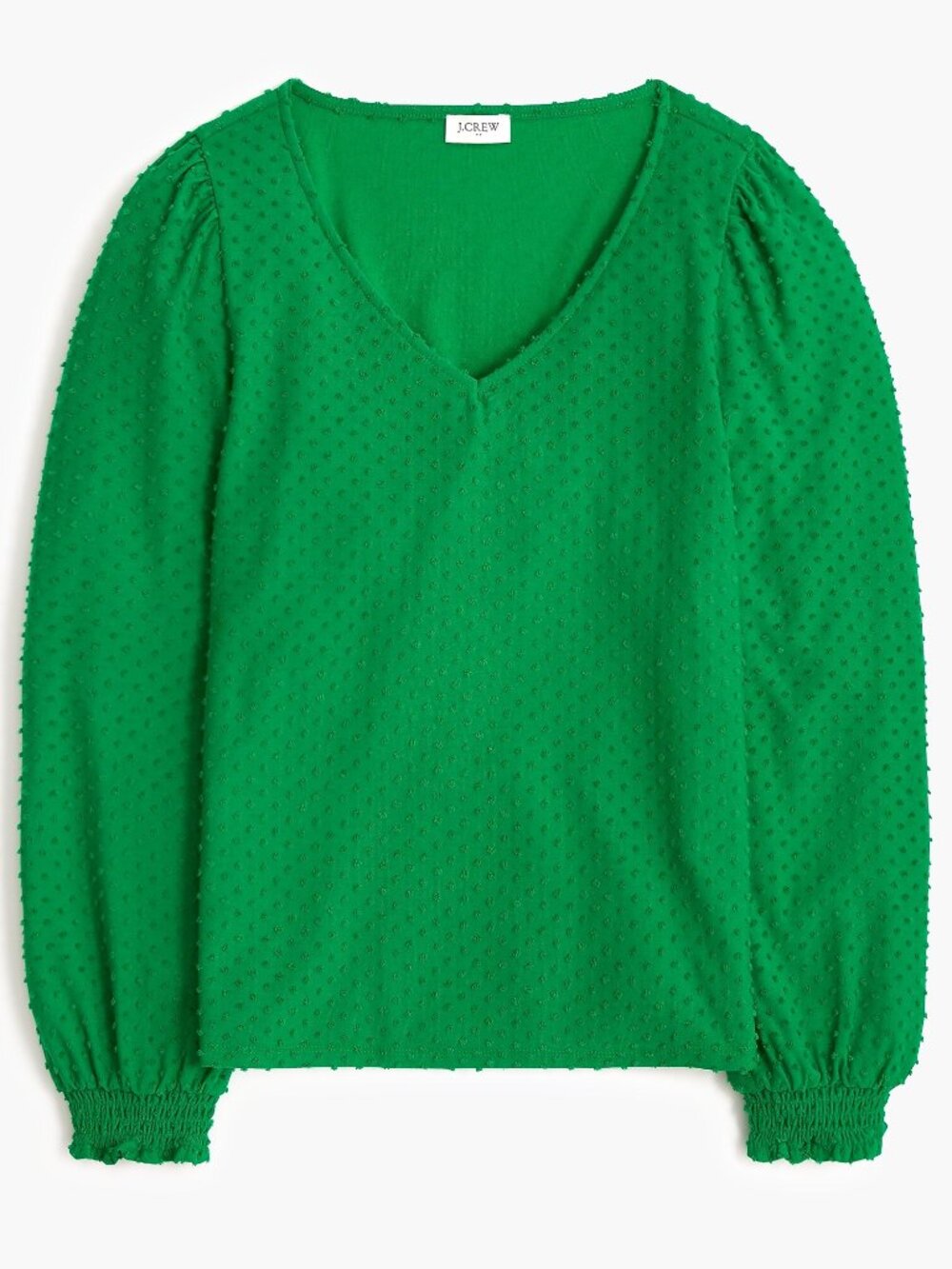 NWT J. Crew Womens Size Small Green Long Sleeve Clip Dot Textured Top NEW